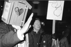 Demonstrerande bussförare i Stockholm 8 mars 1999