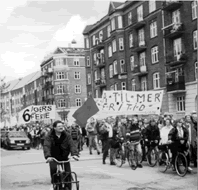 Danska strejken 1998. Demonstration för sex veckors semester.